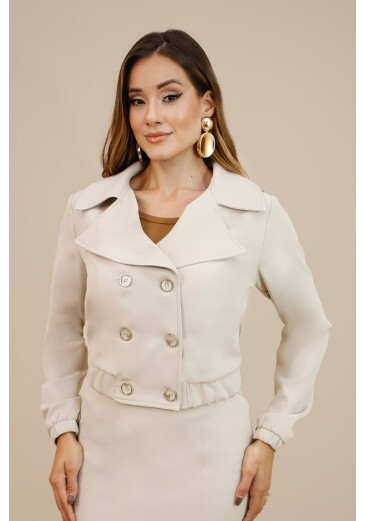 Jaqueta Diana Em Blazer Shape Bomber Areia Nitido Outono/Inverno 2026
