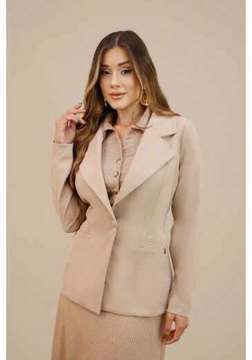 Blazer Virginia Em Alfaiataria Bege Nitido Outono/Inverno 2026