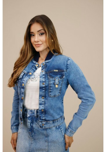 Jaqueta Estela Em Jeans Azul Nitido Outono/Inverno 2026