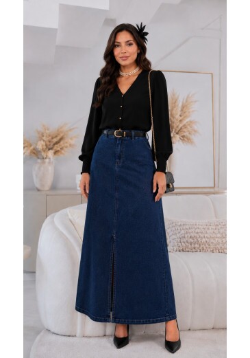 Saia Fabiola Em Jeans Maria Amore Outono/Inverno 2026