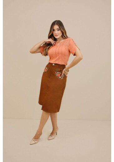 Blusa Aquila Em Viscolinho Salmão Nitido Outono/Inverno 2026