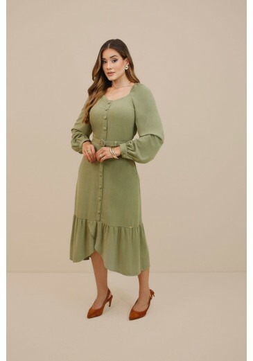 Vestido Ursula Em Viscose Destonada Verde Nitido Outono/Inverno 2026