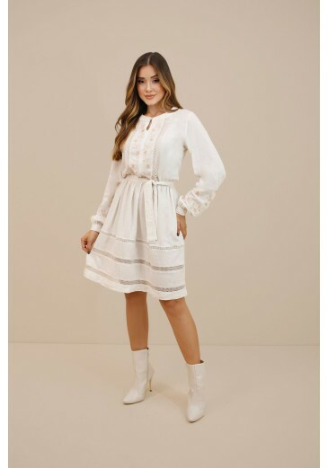 Vestido Natalia Em Viscolinho Off White Nitido Outono/Inverno 2026