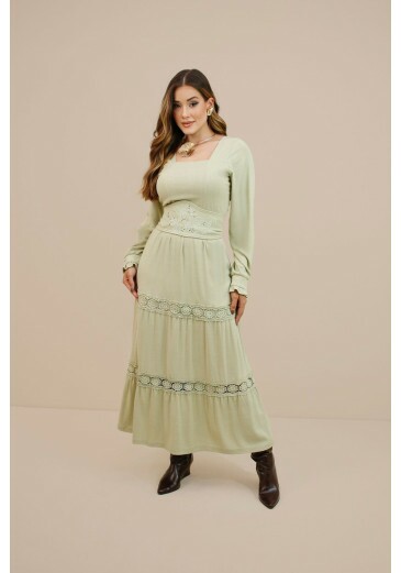 Vestido Veronica Em Viscose Verde Nitido Outono/Inverno 2026