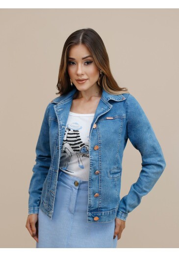Jaqueta Emanuelle Em Jeans Lavagem Azul Média Nitido Outono/Inverno 2026