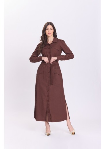 Vestido Serena Em Viscose Marrom Hapuk Outono/Inverno 2026