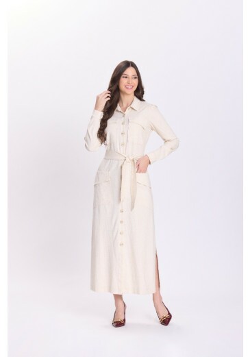 Vestido Serena Em Viscose Bege Hapuk Outono/Inverno 2026