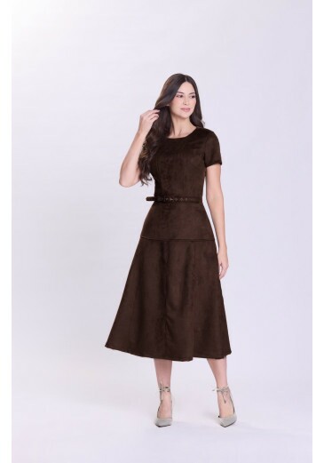 Vestido Roseli Em Malha Suede Marrom Hapuk Outono/Inverno 2026