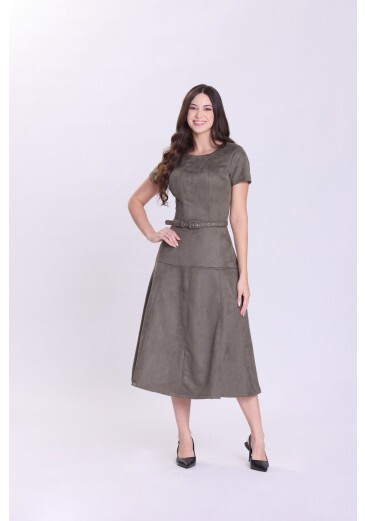 Vestido Roseli Em Malha Suede Verde Hapuk Outono/Inverno 2026