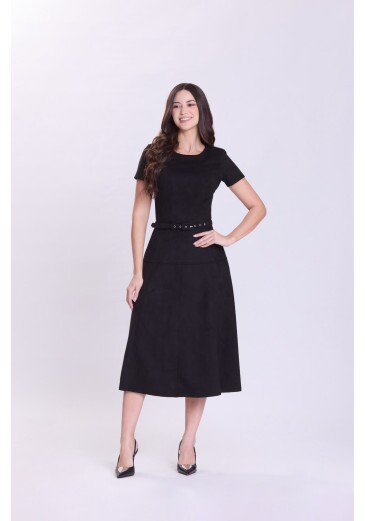 Vestido Roseli Em Malha Suede Preto Hapuk Outono/Inverno 2026