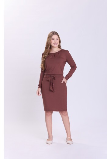 Vestido Lucia Em Malha Marrom Hapuk  Outono/Inverno 2026