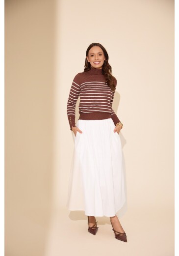 Saia Liz Em Tricoline Off Jany Pim Outono/Inverno 2026
