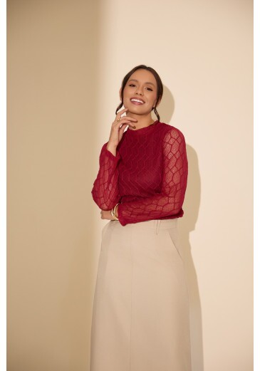 Cacharrel Bianca Em Tule Marsala Jany PimOutono/Inverno 2026