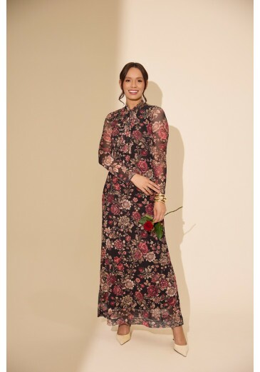 Vestido Ana Em Tule Estampado Jany Pim Outono/Inverno 2026