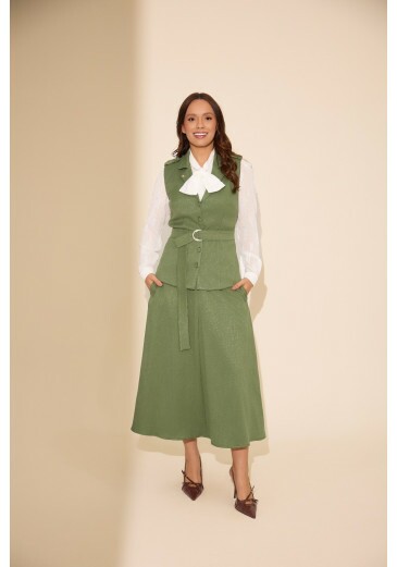 Conjunto Milena Em Viscolinho Verde Jany Pim Outono/Inverno 2026