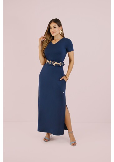Vestido Jessica Em Malha New York Azul Marinho Nitido Outono/Inverno 2026