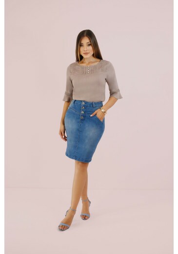 Saia Milão Em Jeans Secretária Nitido Outono/Inverno 2026