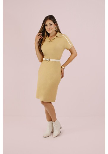 Vestido Sophia Em Malha Naturalle Caramelo Nitido Outono/Inverno 2026