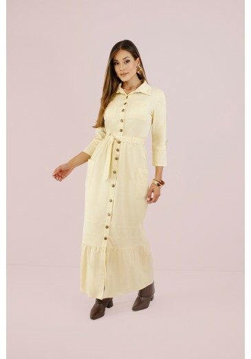Vestido Katia Em Tecido Cora De Viscose Amarelo Nitido Outono/Inverno 2026