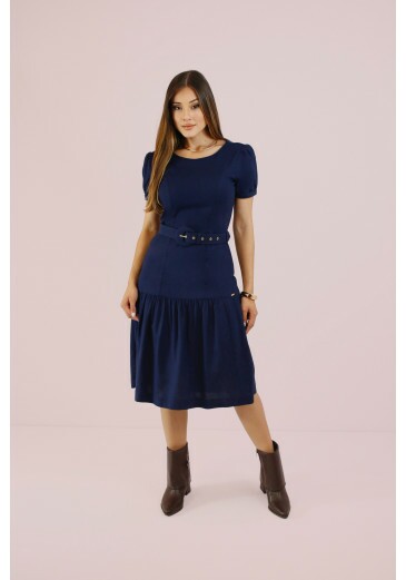 Vestido Maria Em Alfaiataria Azul Marinho Nitido Outono/Inverno 2026