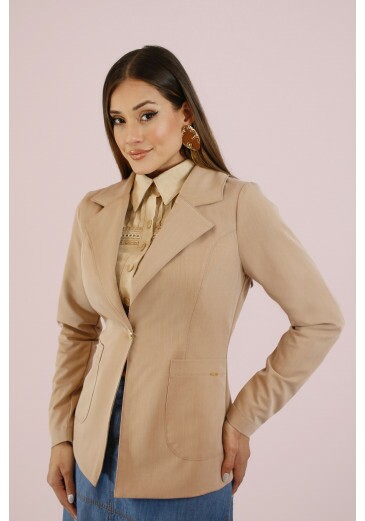 Blazer Cecilia Em Alfaiataria Harry Bege Nitido Outono/Inverno 2026