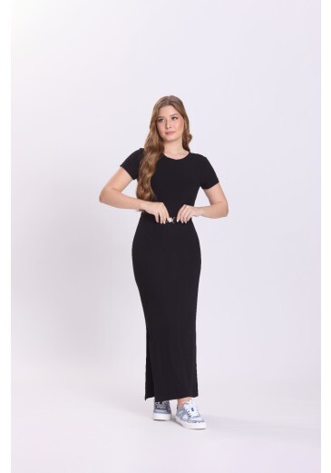 Vestido Raisa Em Malha Canelada Preto Hapuk Outono/Inverno 2026