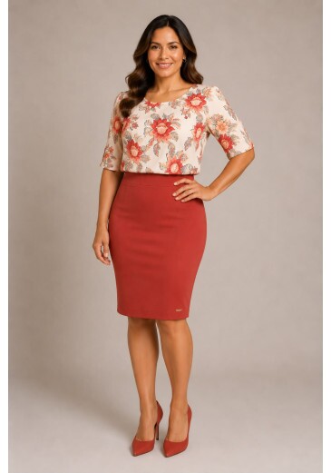 Blusa Helena Em Sedinha Vermelho Maria Amore Outono/Inverno 2026