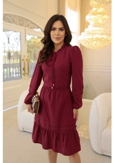 Vestido Mel Em Crepe Marsala Maria Amore Primavera/Verão 2027