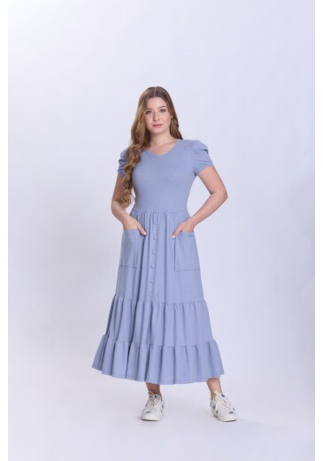 Vestido Aldeni Em Malha Piquet Azul Hapuk Primavera/Verão 2027
