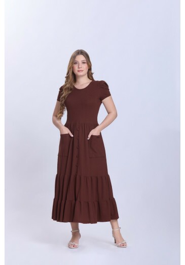 Vestido Aldeni Em Malha Piquet Marrom Hapuk Primavera/Verão 2027