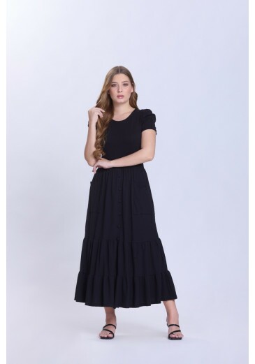 Vestido Aldeni Em Malha Piquet Preto Hapuk Primavera/Verão 2027