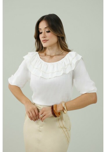 Blusa Brenda Em Viscose Glow Off White Nitido Primavera/Verão 2027
