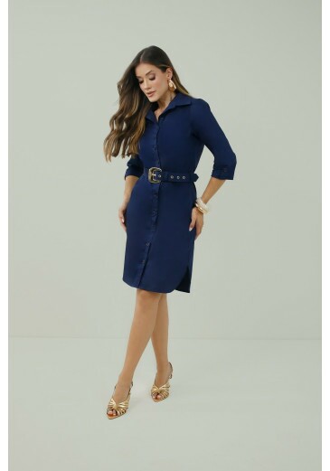 Camisão Mirella Em Tricoline De Algodão Azul Marinho Nitido Primavera/Verão 2027