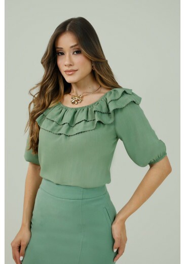 Blusa Brenda Em Viscose Glow Verde Nitido Primavera/Verão 2027