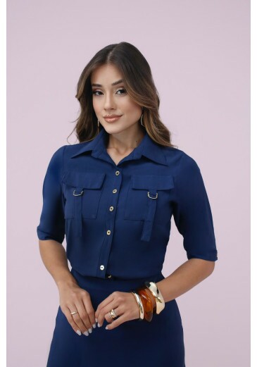 Camisa Lavinia Em Camisaria Azul Marinho Nitido Primavera/Verão 2027