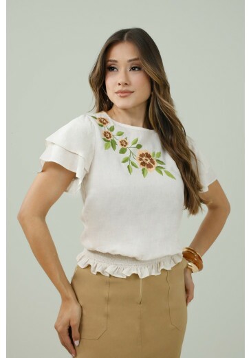 Blusa Tatiana Em Viscolinho Branco Nitido Primavera/Verão 2027