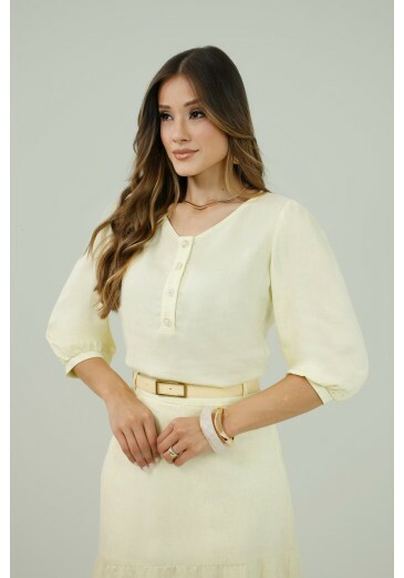 Blusa Jessica Em Viscose Amarela Nitido Primavera/Verão 2027