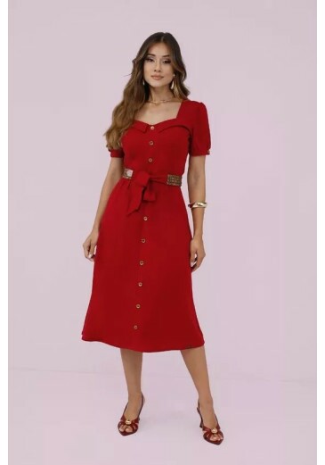 Vestido Quenia Em Viscose Vermelho Nitido Primavera/Verão 2027