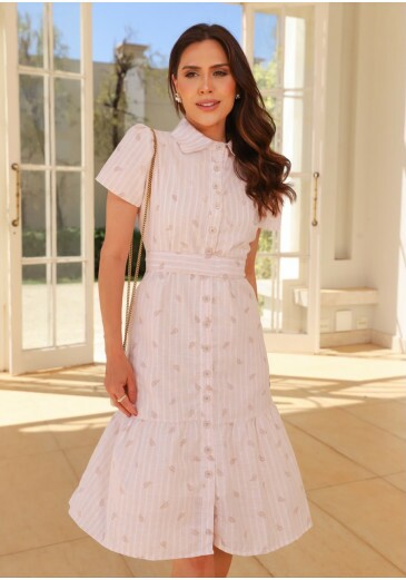 Vestido Brenda Em Crepe Bege Maria Amore Primavera/Verão 2027