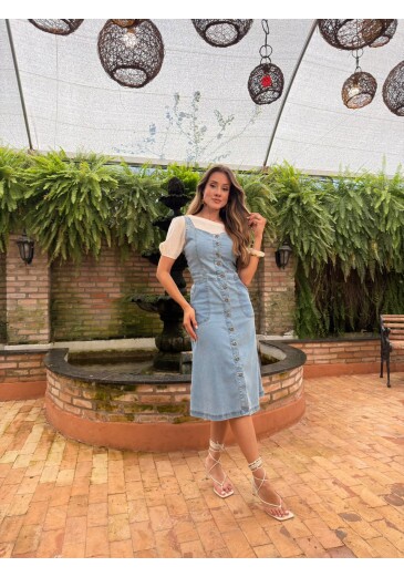 Vestido Veronica Em Jeans Delave Azul Nitido Primavera/Verão 2027