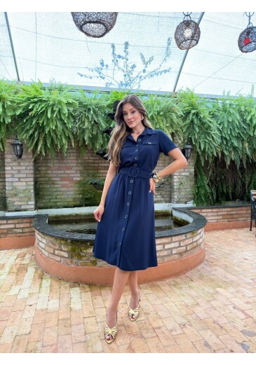 Vestido Mirella Em Viscose Lugo Azul Marinho Nitido Primavera/Verão 2027