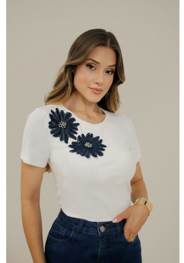 Blusa Érica Em Malha Vogue Com Viscose Off White Nitido Primavera/Verão 2027