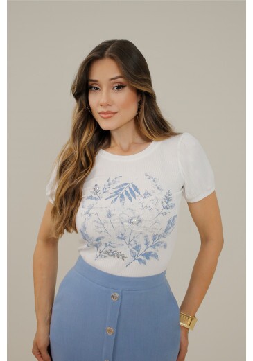 T`shirt Salmo Em Malha Canelada De Viscose Off White Nitido Primavera/Verão 2027