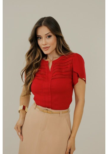 Blusa Barbara Em Viscose Vermelho Nitido Primavera/Verão 2027