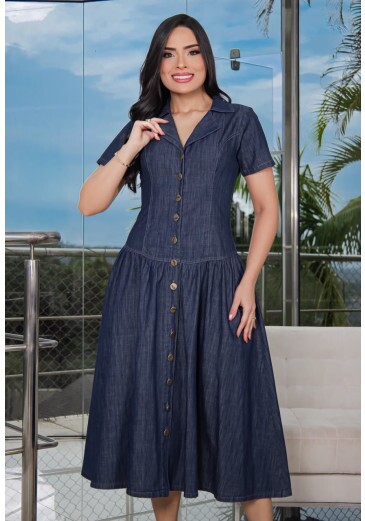 Vestido Dinah Em Jeans Maria Amore Primavera/Verão 2027