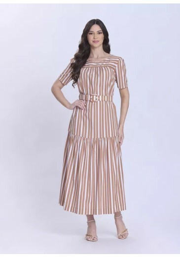 Vestido Dora Em Plano Listrado Caramelo Hapuk Primavera/Verão 2027