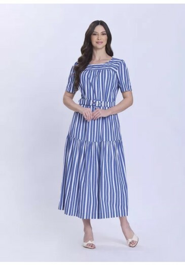 Vestido Dora Em Plano Listrado Azul Hapuk Primavera/Verão 2027
