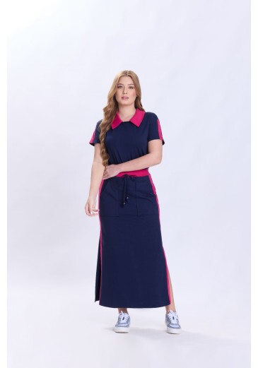 Vestido Georgina Em Moletinho Azul Marinho Hapuk Primavera/Verão 2027