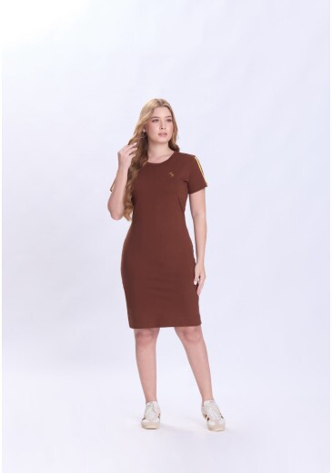 Vestido Thais Em Malha Algodão Marrom  Hapuk Primavera/Verão 2027