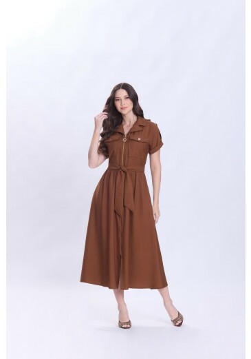 Vestido Eva Em Tecido Plano De Viscose Marrom Hapuk Primavera/Verão 2027